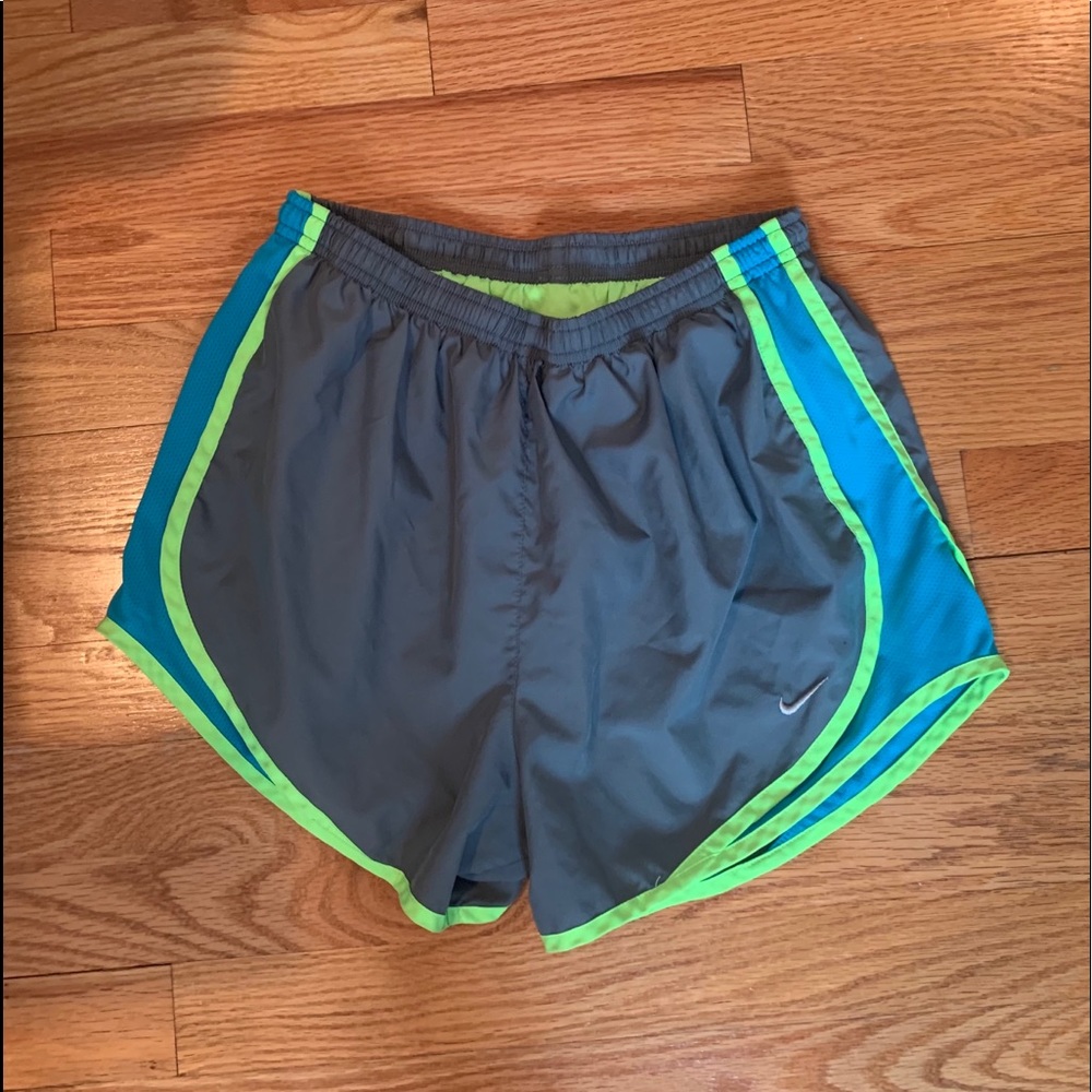 NIKE TEMPO gray blue & green running shorts